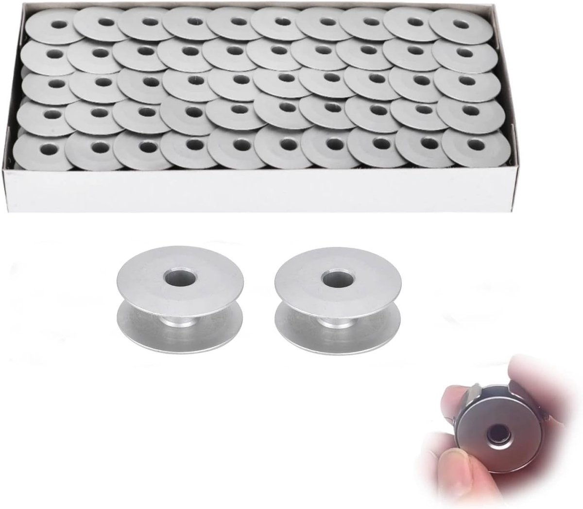 100 Stuks Aluminium Bobbins 25mm voor Naaimachines - Duurzame Metalen Spoelen voor Efficiënt Naaiwerk
