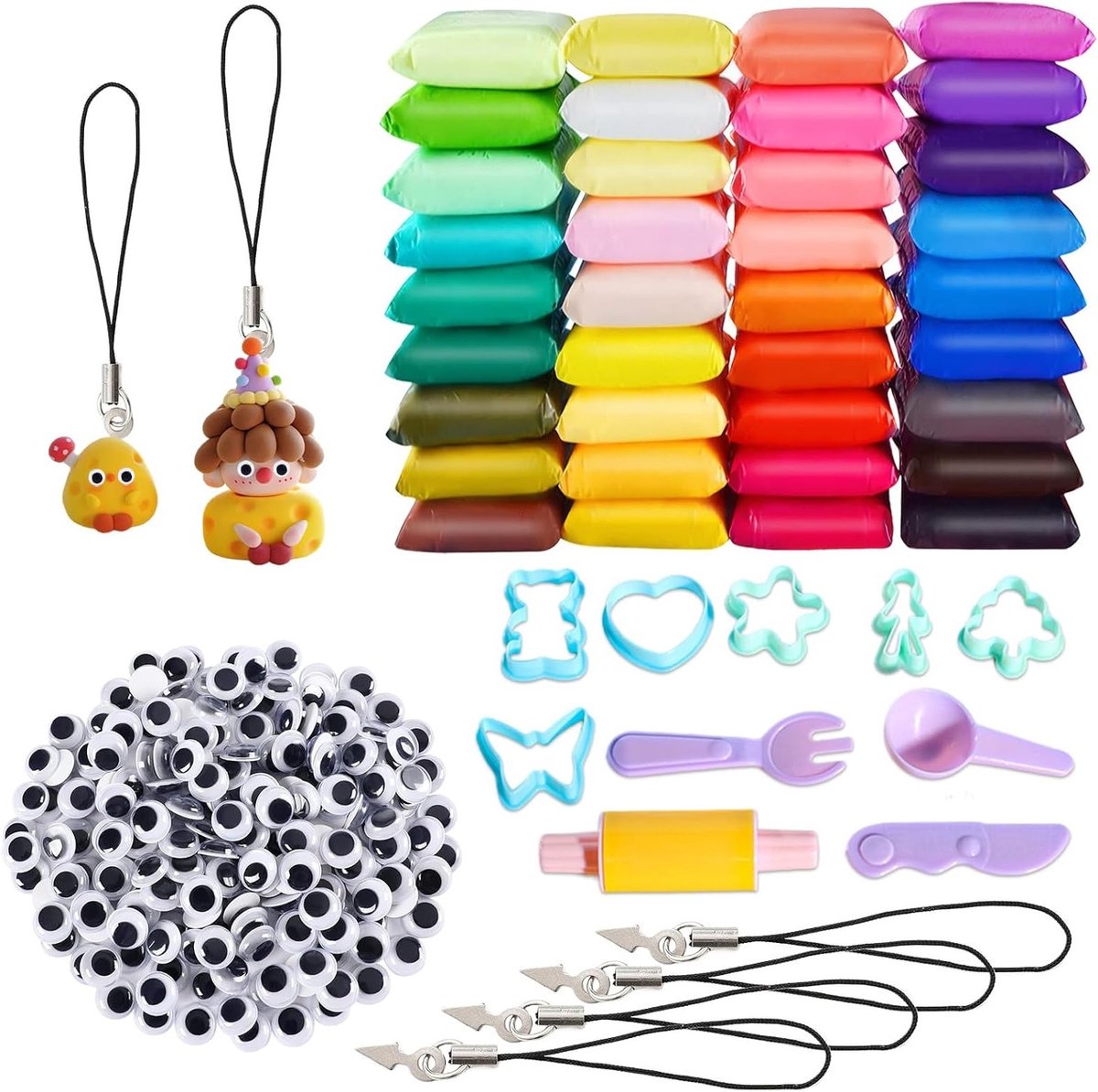 Kleurrijke Luchtgedroogde Klei Set met 36 Kleuren - Super Lichte Polymer Klei voor Creatieve Projecten, Inclusief Accessoires en Veilig Materiaal van 306g