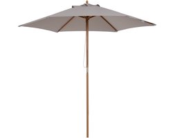 Merax Tuinparasol Ø2,5m – Parasol met UV-bescherming – Verstelbare Stand – Houten Parasol met Bamboe Paal – Voor Tuin - Terras & Balkon – Grijs (Zonder Voet)