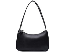 BBABBT Dames Retro Handtas Zwart - Vegan Faux Leer Schoudertas