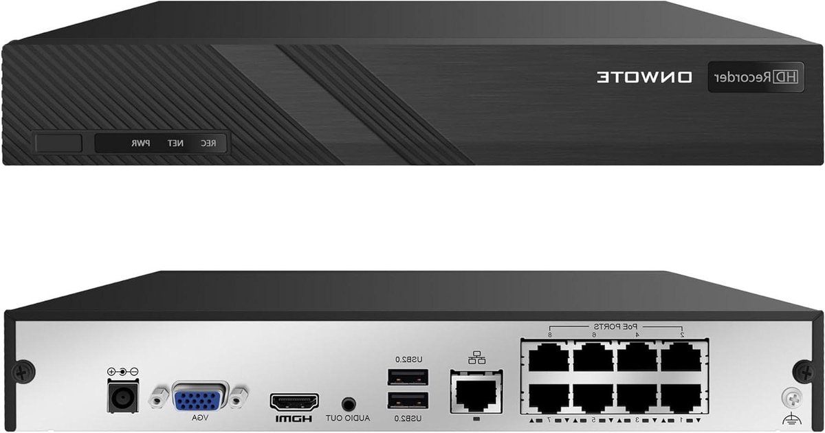 8-kanaals NVR Recorder - Video Audio Recorder - Beveiliging Thuis - Plug n Play PoE - 8MP 4K HD