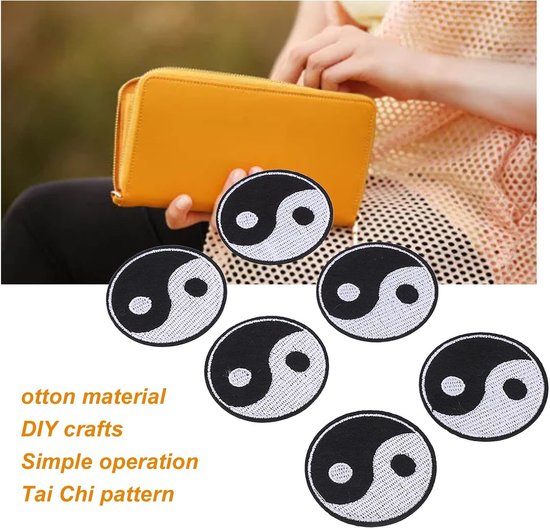 Yin Yang Patches - Tai Chi Doekstickers - Kleding Versieren - Katoen Materiaal - 6 Stuks — afbeelding 5