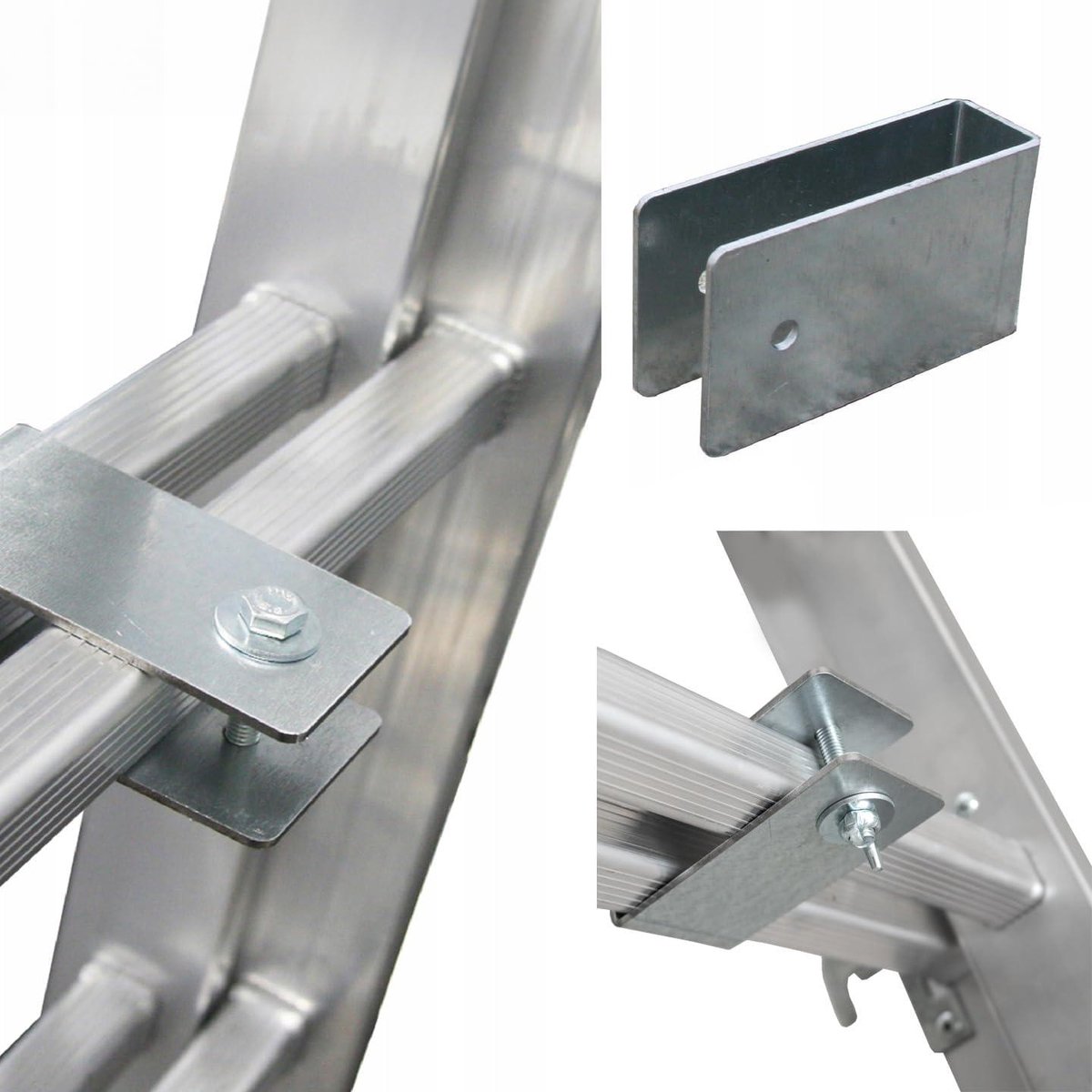 Ladder Trapfunctie - Adapter Bodem - Veilig Werken - Snelle Montage - 50x20mm - Zilver