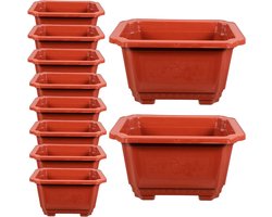 Bonsai Kweekpotten - Bloempotten Rechthoekig - Planten Trainen - Met Drainagegaten - 43 x 31 x 11.5 cm - Rood