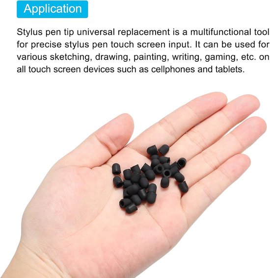 QUARKZMAN 100pcs Stylus Nibs Conductive Silicone Rubber Capacitive Touch Screen Pens Tip Soft Universal Replacement 5mm — afbeelding 5