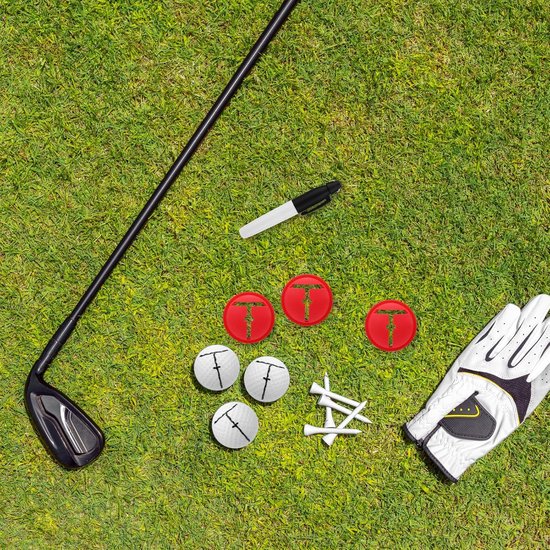 Golfbal Lijnmarker - Golfbal Uitlijner - Nauwkeurig Putten - Set van 3 Markers - Compact Formaat - Rood — afbeelding 5