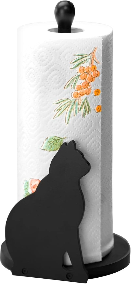 Keukenrolhouder - Zwart - 30 cm - Hout