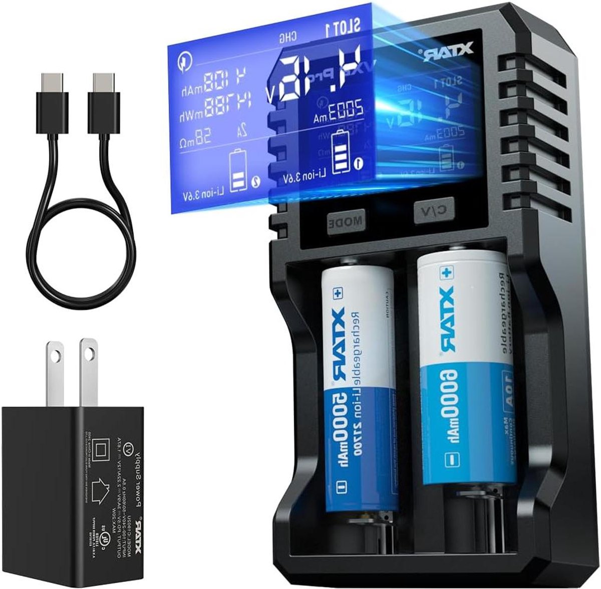 Acculader Capaciteitstester - Batterij Tester - Accu Controle - Dubbele Poort - 2 Poorten - Zwart