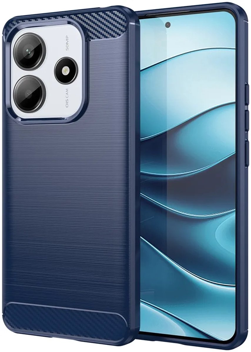Hoesje geschikt voor Xiaomi Redmi Note 14 5G - Phonesta Carbon Silicone Back Cover - Blauw