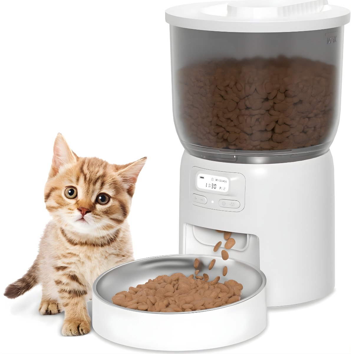 DnA® Drinkfontein Kat - Automatische Voerbak Kat - Voerautomaat Kat - Wit - 10cm x 10cm x 10cm