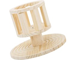 Hooi Voerbak - Hooihouder Dieren - Knaagdieren Voeren - Hout Materiaal - 25x23x23cm - Houtkleur