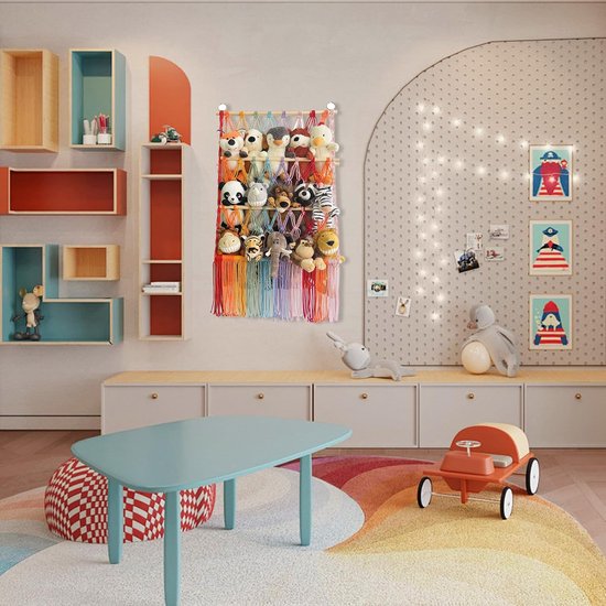 Knuffelnet Opbergnet - Speelgoedhouder Muur - Speelgoed Organiseren - 3-Laags Gelaagd Ontwerp - 90 x 50 cm - Niet gespecificeerd — afbeelding 3