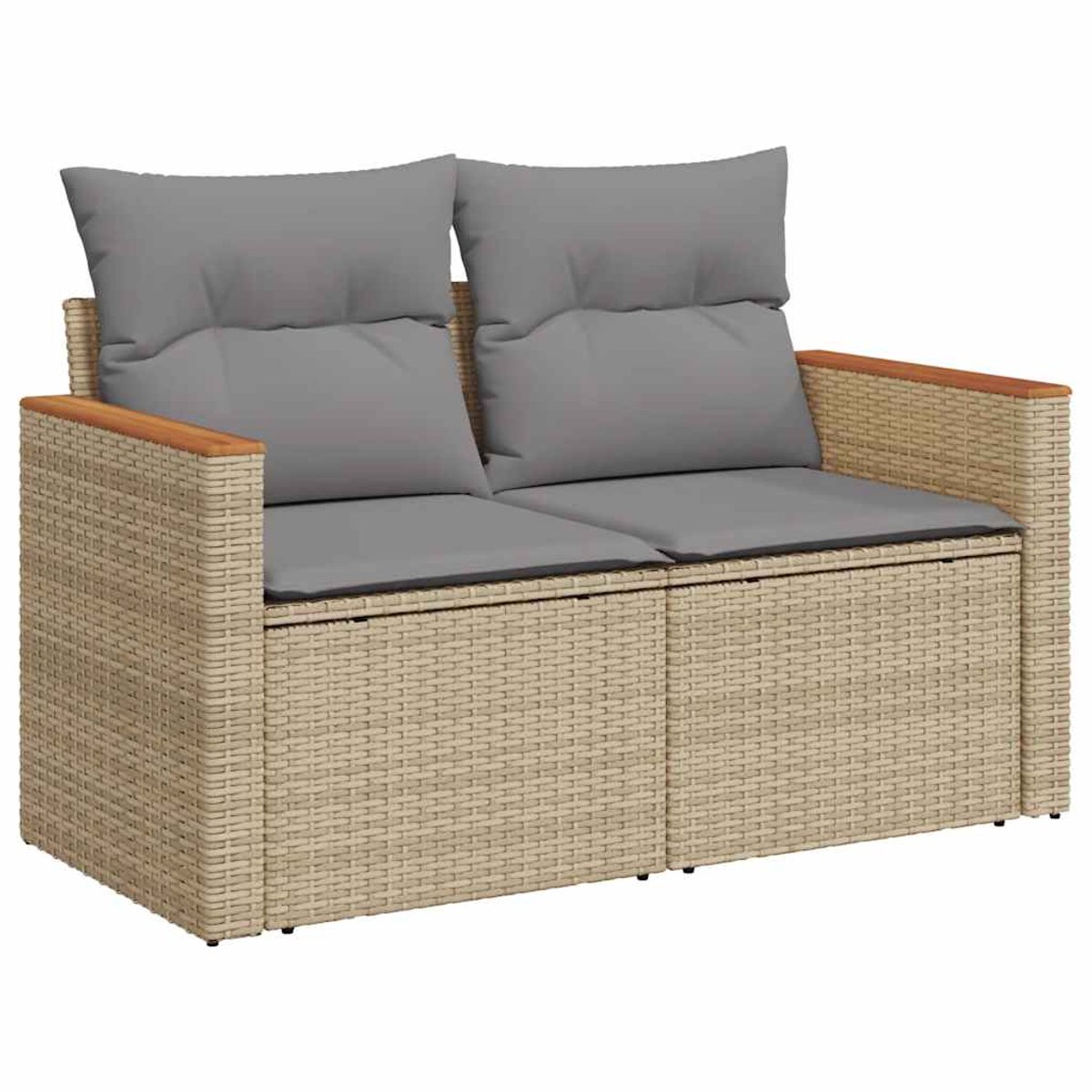 Tuinbank met opbergruimte - Lounge Bank - Buitenbank - Tuinset - Houten Bank - Modulair Bankstel - Balkon Set - Poly rattan - Beige