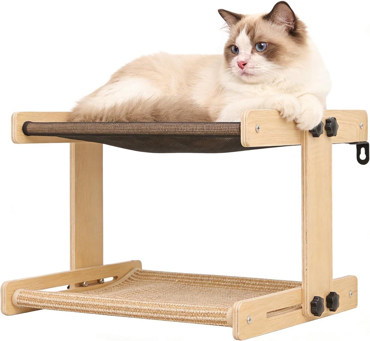 Kat Raamzitplek - Kattenhangmat Hout - Huisdier Ontspanning - Stevige Houten Constructie - 43.5x39x31cm - Niet gespecificeerd