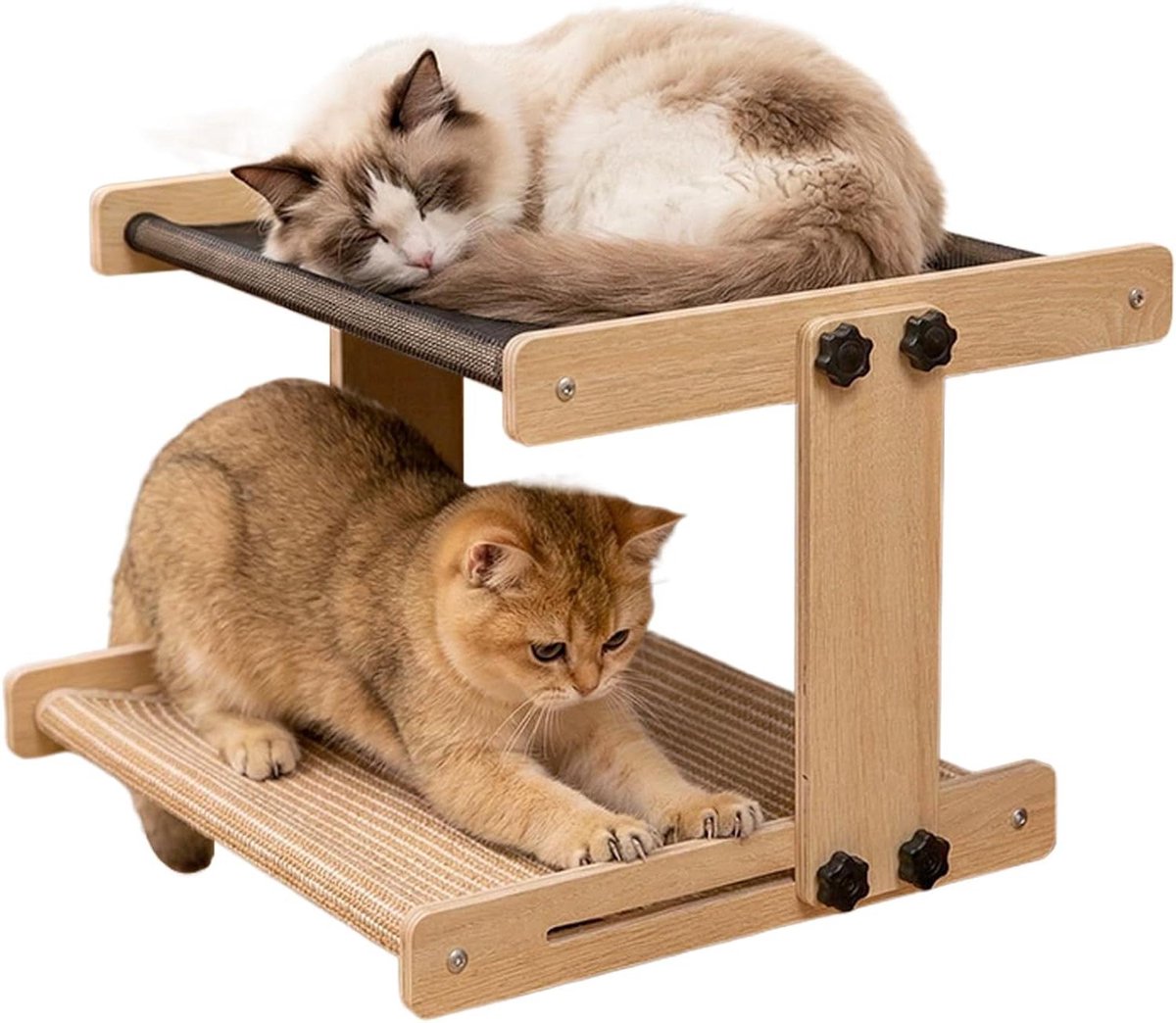 Kattenhangmat voor Raam - Kattenbed Zwevend - Ontspannen en Spelen - Stevige Houten Constructie - 435x39x31cm - Niet gespecificeerd
