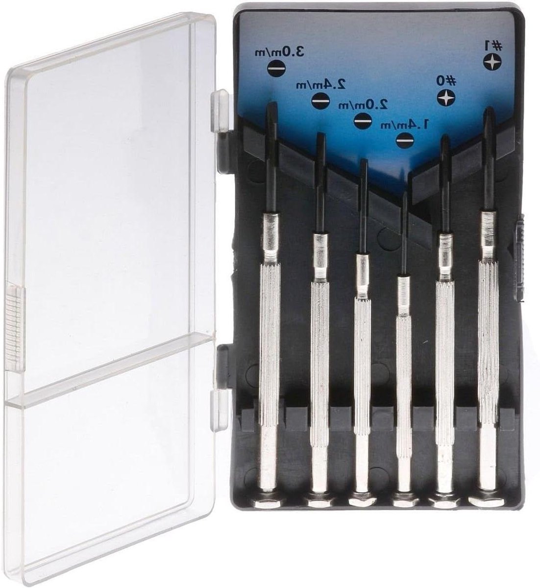 Schroevendraaierset - Fijnmechanica Set - Precisie Klussen - Incl. Transportbox - 6 Delig - Transparant