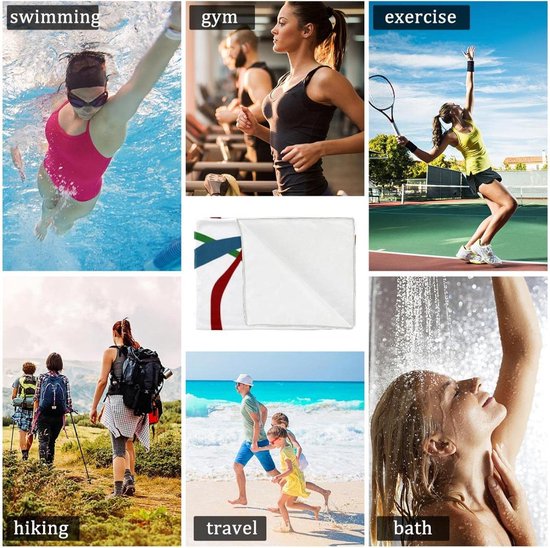 Sport Handdoeken - Microvezel Doeken - Workout Zweet Absorberen - Sneldrogend Materiaal - 2 Stuks 81x29 cm - Gekleurde Lijnen — afbeelding 4