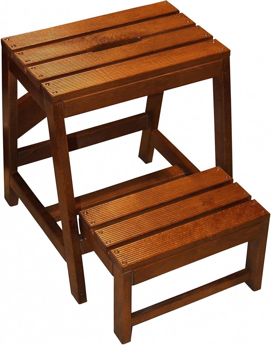Opstap kruk - Keuken krukje - Veilig werken - Inklapbare trede - B38 x D54 x H45 cm - Bruin