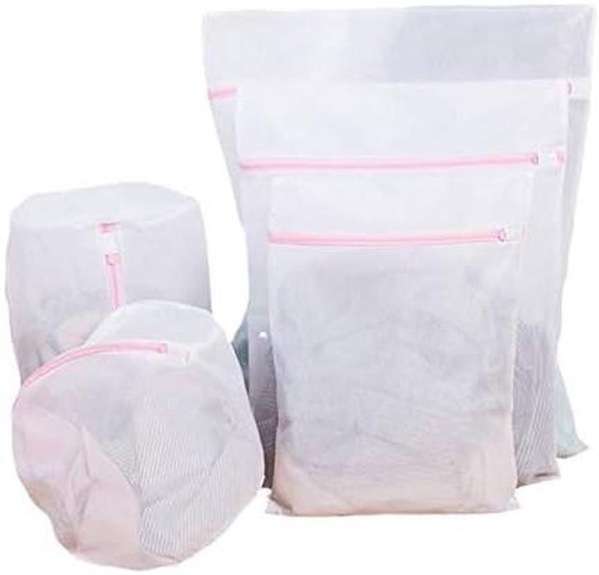 Fijne Waszakken Bescherm Wassen Droger Zak Kleding Beschermen Mesh Ontwerp 5 stuks Roze en Wit