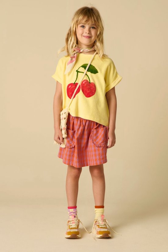 Geel Badstof T-shirt Met Artwork
