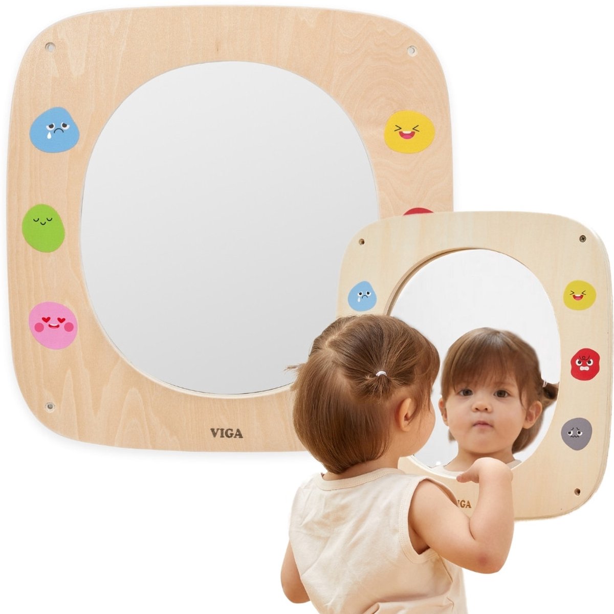 Viga houten bord met spiegel en emoticons - UNI