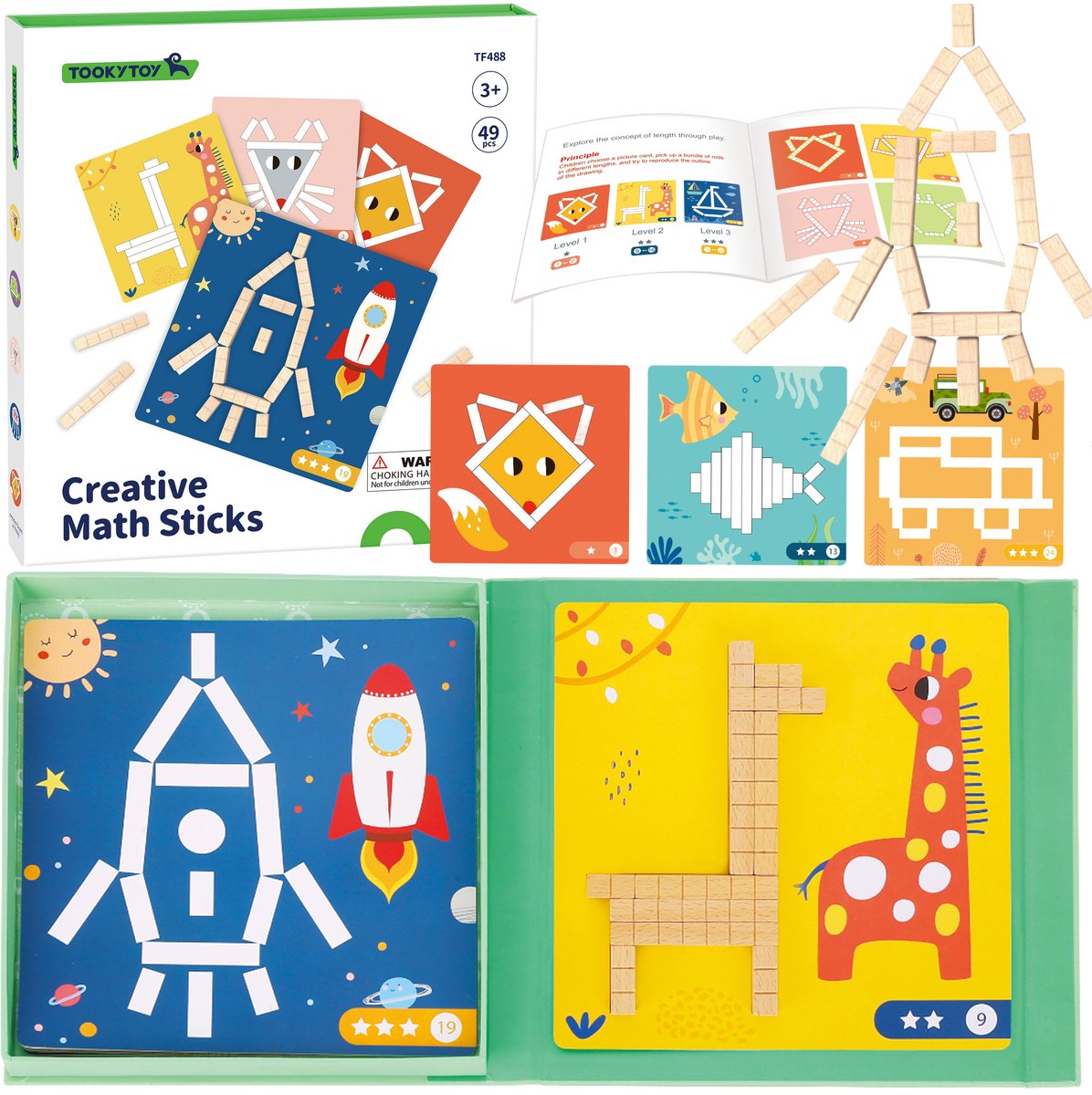 TOOKY TOY Puzzel Spel Tijd Puzzel Kleuren 30 Patronen 18 st.