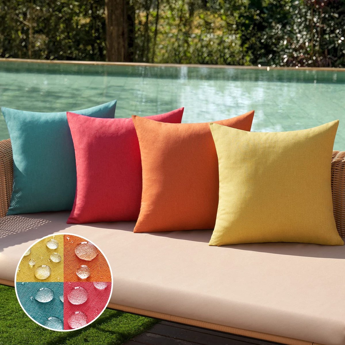 aladdien - Kussenhoezen voor buiten - Waterdicht - Decoratieve kussensloop - Rood blauw - 45 x 45 cm - Tuin en interieur