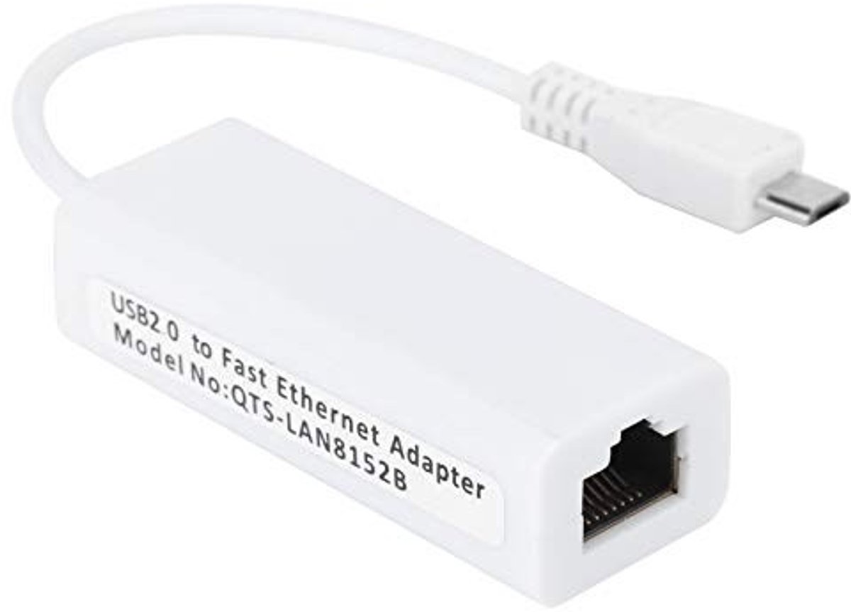 aladdien - Micro USB Ethernet-adapter - Ethernet-adapter - Compact - RJ45 Ethernet-poort - 10 Mbps of 100 Mbps - Geschikt voor Zero 1.3/W - Kleur: z...