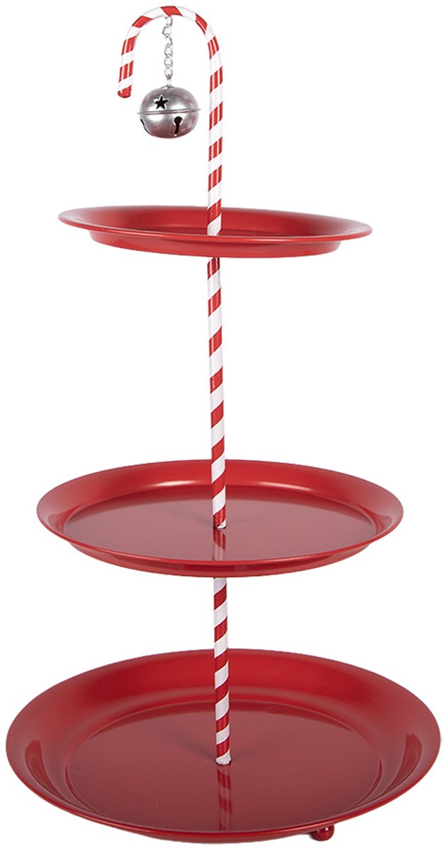 Clayre & Eef Etagère 3 laags Ø 35x64 cm Rood Metaal
