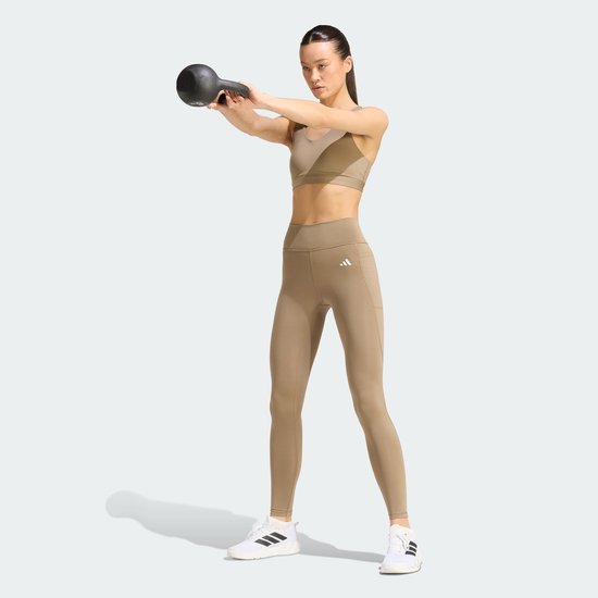 Adidas Performance Optimé Essentials Lange Legging Met Zakje - Dames - Beige van Adidas — afbeelding 2