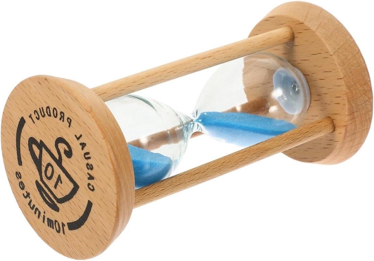 Zandloper Decoratie - Zandtimer Klok - Koken Studeren Spelletjes - Houten Frame - 10 Minuten - Khaki