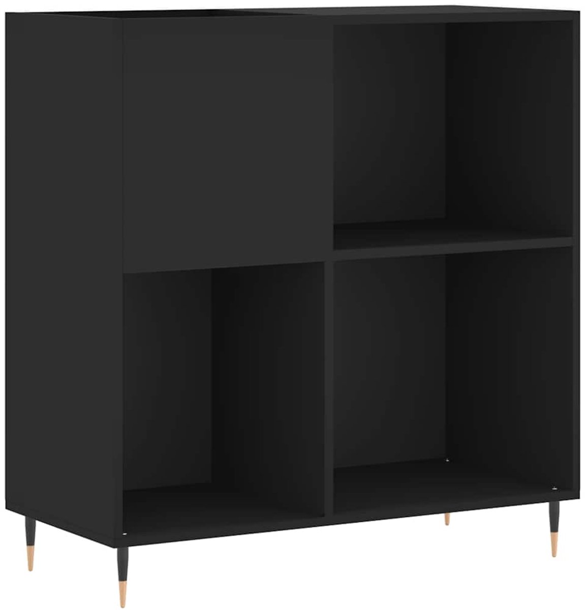 vidaXL - Platenkast - 84,5x38x89 - cm - bewerkt - hout - zwart