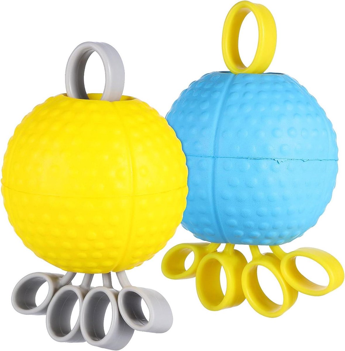 Verstelbare handgriptrainer met instelbare weerstand voor het ontwikkelen van kracht en flexibiliteit in vingers, handen en armen. Tweedelige krachttrainingsset met gripbal voor comfortabele en handige draagbare fitness- en hersteltraining.