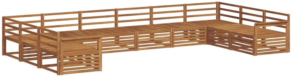 vidaXL Buiten - bank - set - 7 - st - 10-zits - Naturel - Massief - Acacia - Hout
