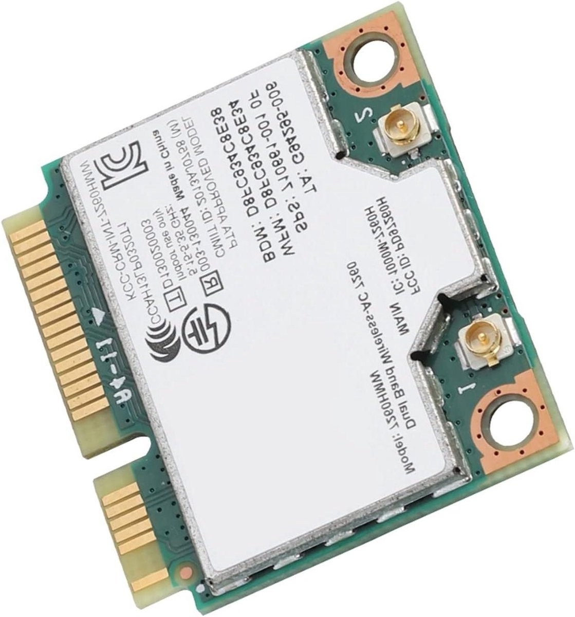 Wifi Kaart - Netwerkkaart Dual Band - Laptop Upgrade - 867Mbps Bluetooth 4.0 - Mini PCI-E - Niet van toepassing