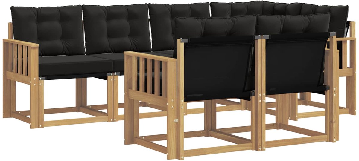 vidaXL Buiten - bank - set - 7 - st - 7-zits - Wit - en - zwart Wit en zwart