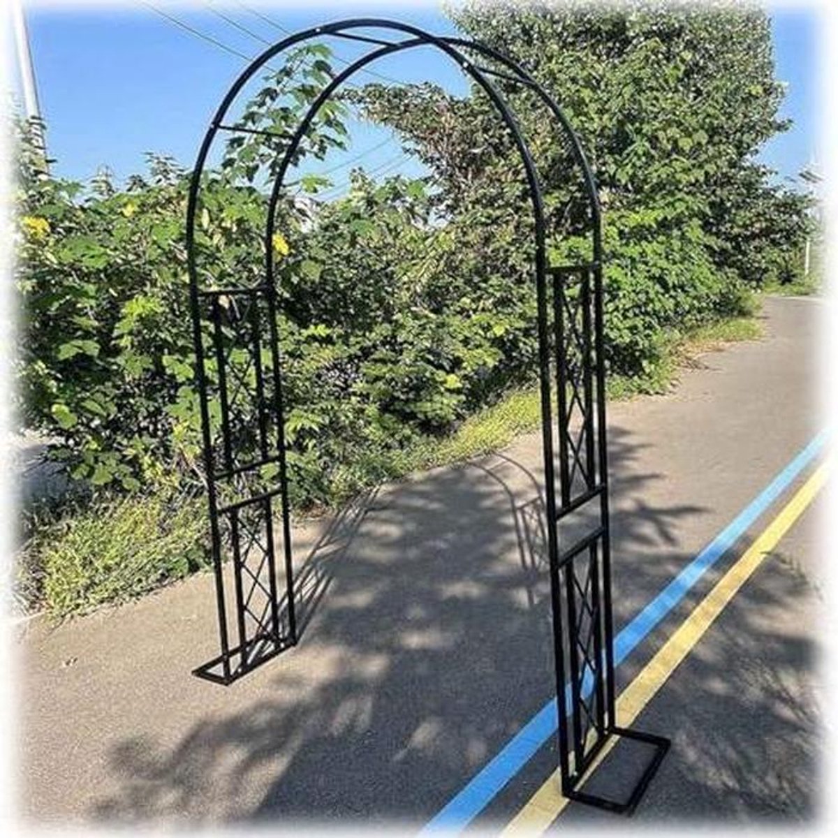 Rozenboog Tuin - Prieel Klimplanten - Decoratie Tuin - Verzinkt Stalen Frame - 340 x 230 cm - Zwart
