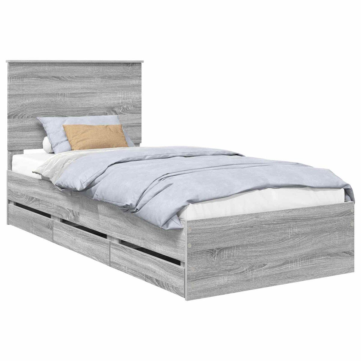 vidaXL Bedframe - met - lade - Grijs - Sonoma - 100 - x - 200 - cm - Ingenieurshout Grey Sonoma