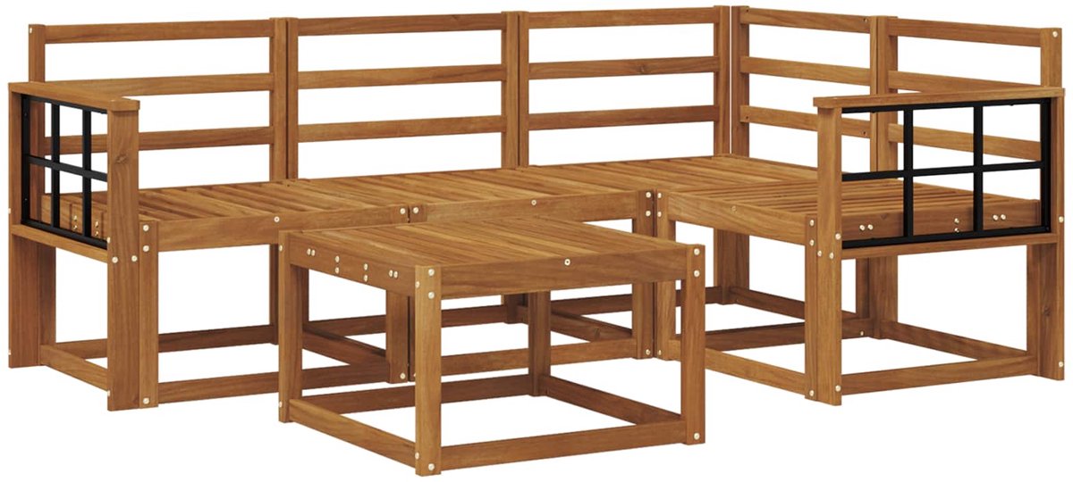 vidaXL Buiten - bank - set - 5 - st - 4-zits - Naturel - Massief - Acacia - Hout
