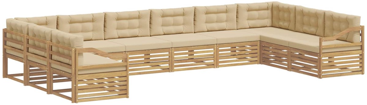 vidaXL Sofa-Sets - 10 - st - 10-zits - White - and - Beige - Polyester wit en beige
