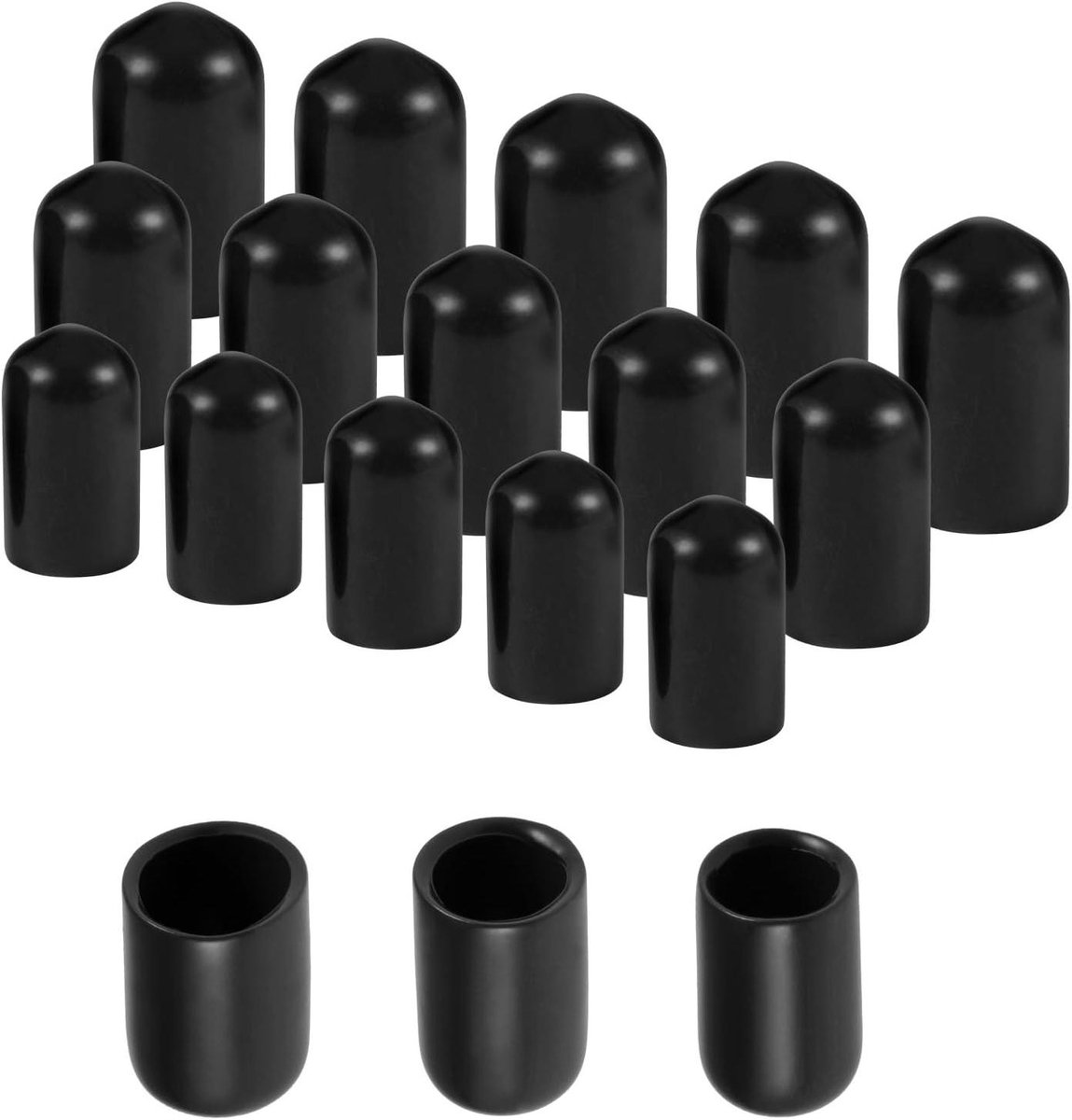 Rubberen Doppen Set - Eindkappen Vinyl - Vloeren Beschermen - Flexibel Zacht Materiaal - 90 Stuks 7-12mm - Zwart