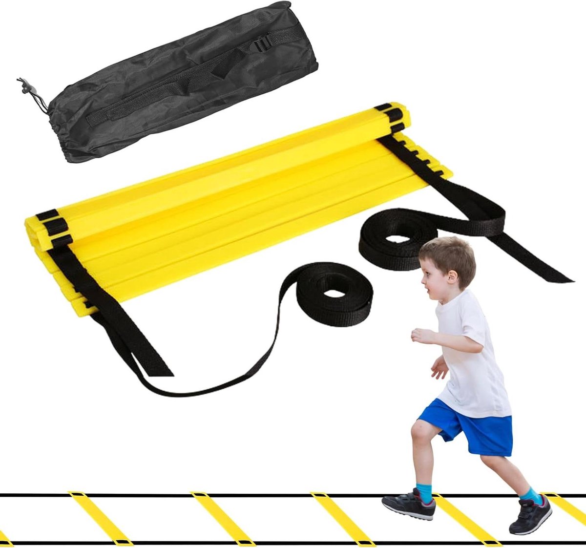 Trainingsladder - Snelheidsladder Behendigheid - Sporttraining Verbeteren - Klitvrij Ontwerp - 5 meter - Zwart