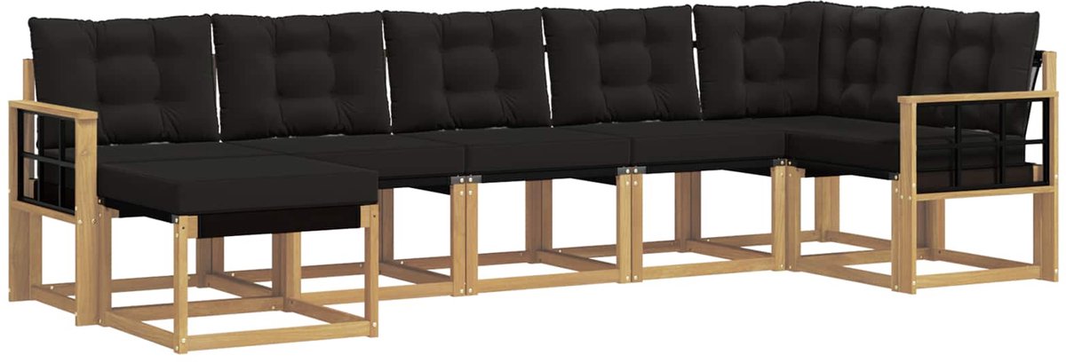 vidaXL Buiten - bank - set - 7 - st - 7-zits - Wit - en - zwart Wit en zwart