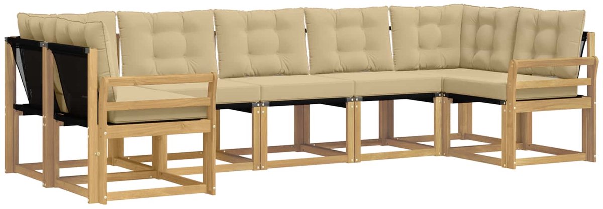 vidaXL Buiten - bank - set - 7 - st - 7-zits - Wit - en - Beige Wit en Beige