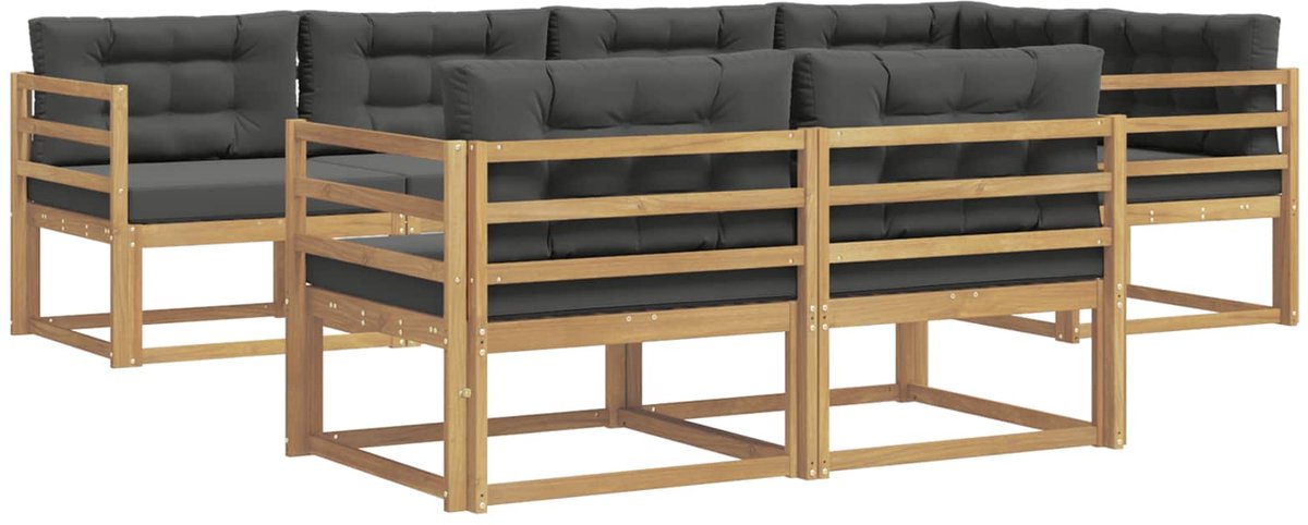 vidaXL Buiten - bank - set - 6 - st - 7-zits - Wit - en - antracietkleurig - Polyester Wit en antracietkleurig