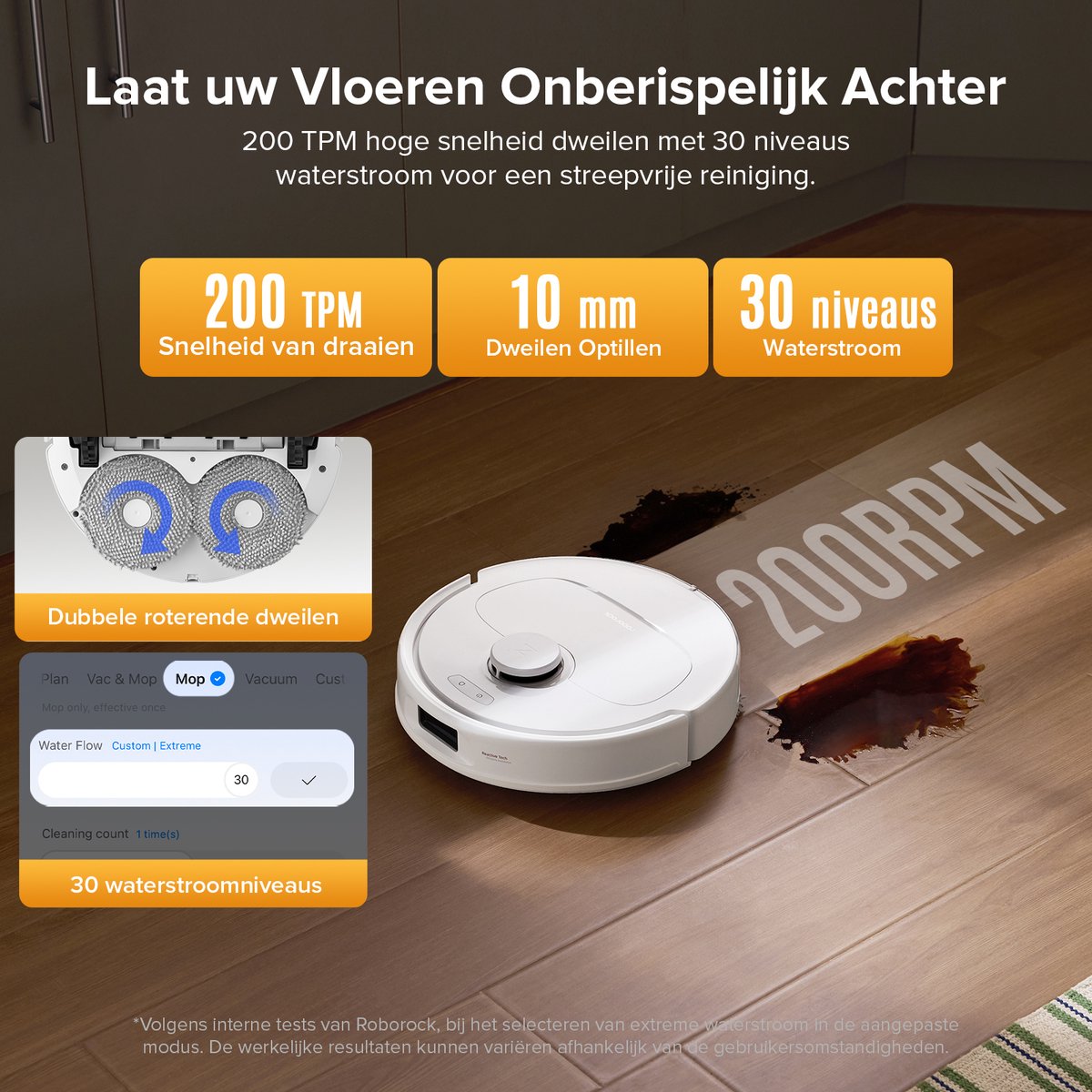 Roborock QV 35S Set-Robotstofzuiger–10000 Pa zuigkracht–Dubbele anti-klitborstels–Slimme obstakelvermijding–Dubbele opklapbare–Draaiende dweilen–Automatisch dweilen–Zelfdrogend–twee stofzuigerzakken en één filter-Wit–Qrevo plus Upgrade — afbeelding 6