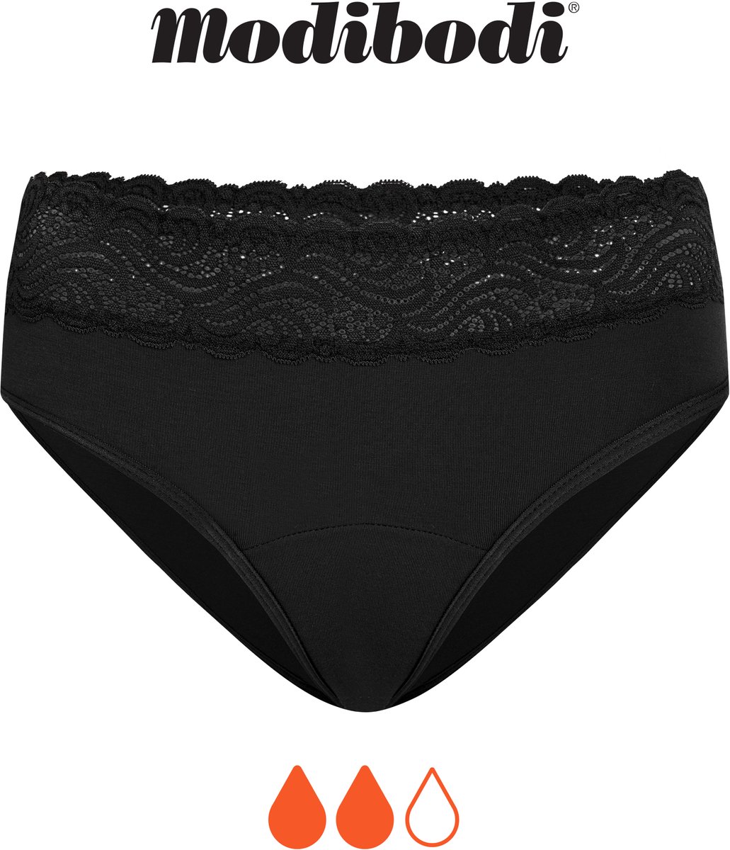 Modibodi Menstruatie Ondergoed Normaal Absorberend Dames Hoge Taille Bikinislip Zwart 42