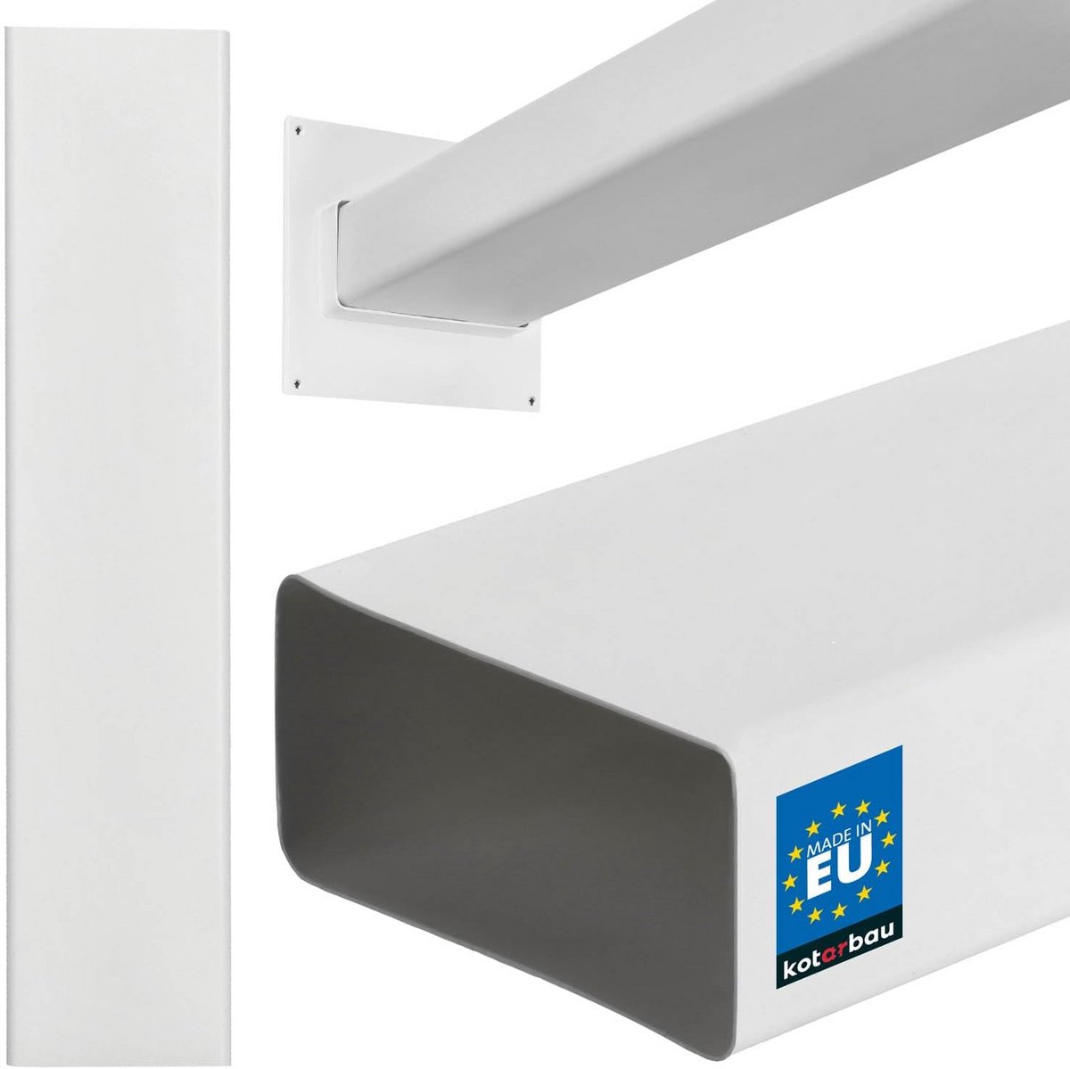 Vlak kanaal - Afvoerkanaal plat - Ventilatie aanleggen - Kunststof vochtbestendig - 110 x 55 mm - Wit