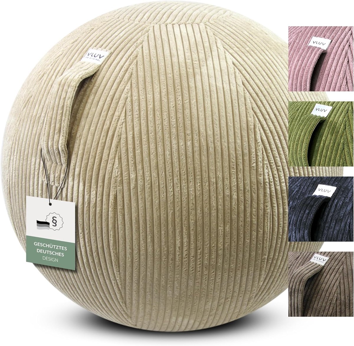 Ergonomische zitbal - Fitness bal - Actieve zithouding - Wasbare stoffen hoes - 65 cm - Beige
