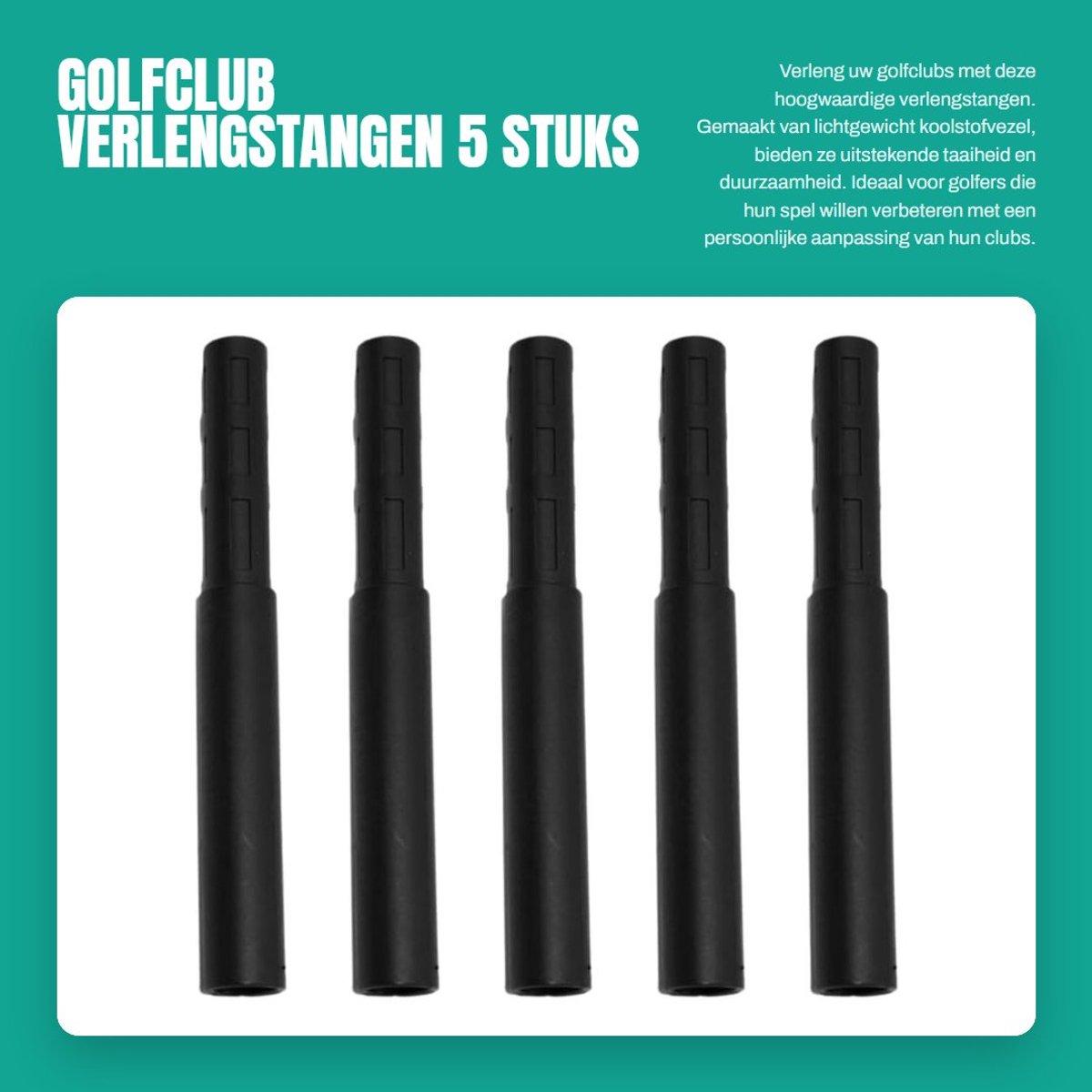 Dailygoods- Golfclub Verlengstangen Lichtgewicht - 5 Stuks - Koolstofvezel - Draagbaar - Push-in Design - Corrosiebestendig - Golfclub Verlengstukken